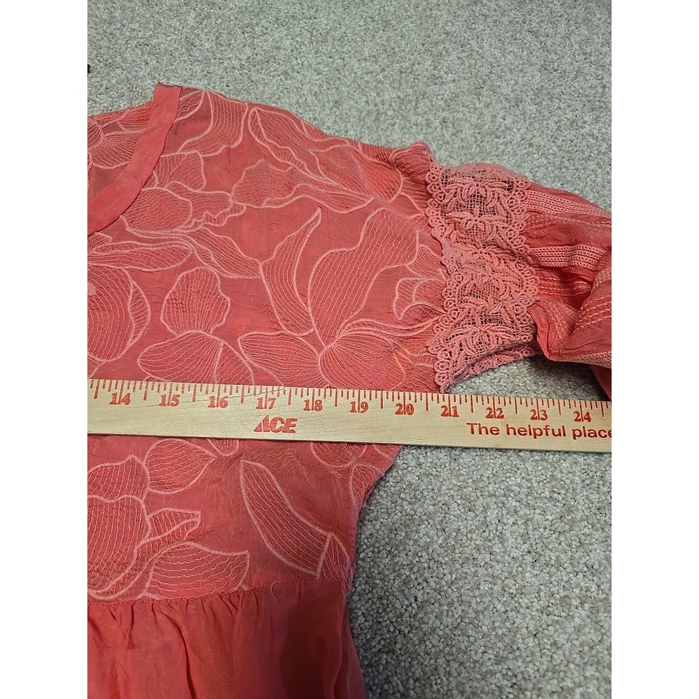 Johnny Was Gracie Latitude Blouse Pink Embroidered Lace Eyelet Crochet Sz S Boho - Picture 6 of 7